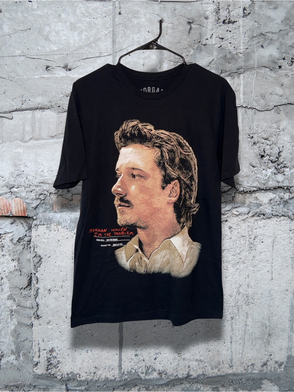 Black Short-Sleeve Graphic Tee with Portrait Print